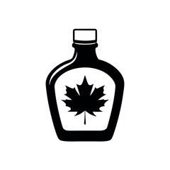 Flat Amber Maple Syrup Bottle Illustration with Dog Illustration Element