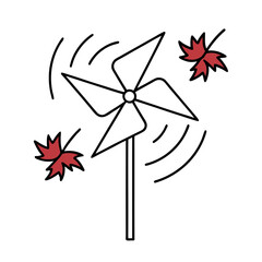 Red Maple Leaf Pinwheel Wind Spinner Design Element
