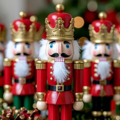 Christmas Nutcracker Figurines- Detailed wooden nutcracker soldiers arranged