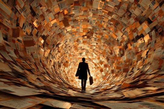 Digital tax code tunnel represents financial landscapes. Tax trends. Exploring transformative tax changes and their broad impact on economies. Vr tax planning. Global dialogue.