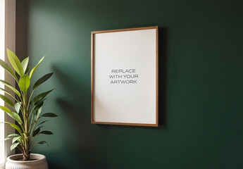 Frame Interior Canvas Wall Art Poster Room Mockup Template Blank Paper Texture