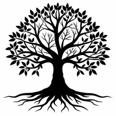 Fototapeta premium Black Tree with Roots Vector