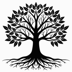 Obraz premium Black Tree with Roots Vector