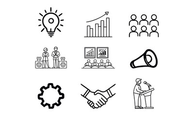 Teamwork icon set. Business team building, Work group and cooperation line web icon set. Vector illustration.