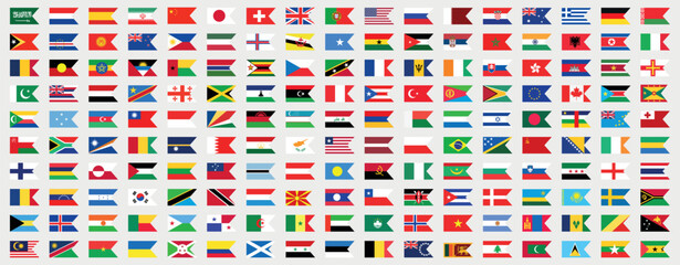 All countries flag set. National flags set. Flags of countries