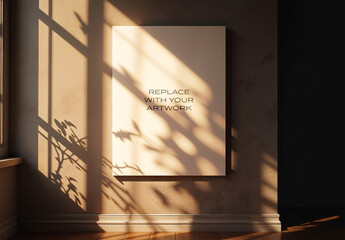 Frame Interior Canvas Wall Art Poster Room Mockup Template Blank Paper Texture