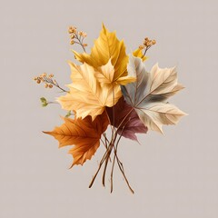 Autumnal Maple Leaf Bouquet A Painted Symphony of Warm Colors and Delicate Textures Evoking the Beauty of Fall