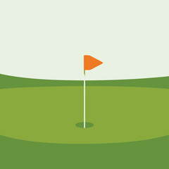 Obraz premium Golf green with orange flag and hole