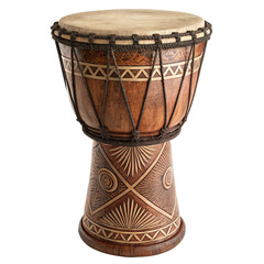 "Realistic Traditional Wooden Hand Drum with Rope Tuning – Isolated PNG"