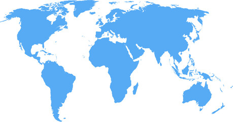 Blue world map for your website, app, blog, banner, template, and post. Earth Map Transparent Background. Blue Planet. world continents