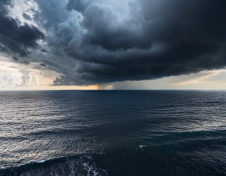 stormy sky with dark clouds rolling over ocean dramatic atmosphere moody seascape nature power