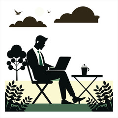 silhouette of a man with a laptop