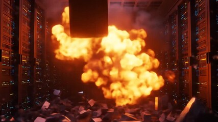 Fiery rock explosion animation