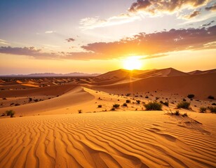 Golden Dunes Sunset A Dramatic Desert Landscape