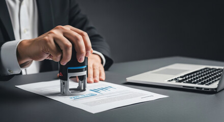 Stamping document approval business contract office work official stamp legal paperwork authorization confirmation