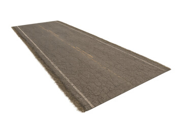 Long Empty Desert Road Isolated with Transparent Background