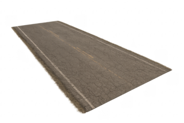 Long Empty Desert Road Isolated with Transparent Background