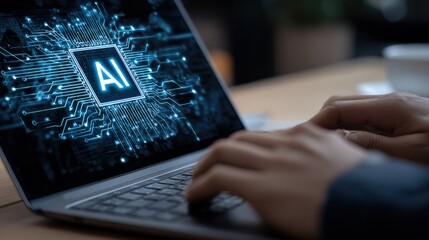 Advanced artificial ligence technology concept digital computer brain with circuitry and neural network interface for modern innovation