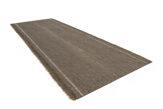 Long Empty Desert Road Isolated with Transparent Background