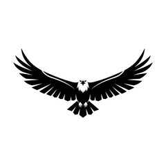 Fototapeta premium Flying Eagle Silhouette Vector with Outstretched Wings