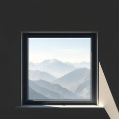 Fototapeta premium Mountain Range with Panoramic Window, Morning Sunlight and Neutral Shades (Midyear Peaceful)