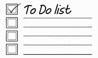 Minimalist To Do List with first task completed, Empty checkboxes for customizable daily goals and planning