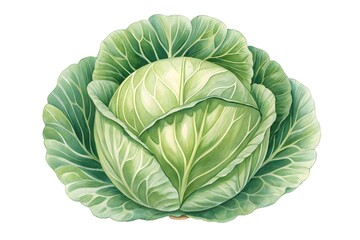 A fresh green cabbage isolated on white background