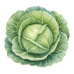 Fototapeta premium Fresh green cabbage isolated on white background