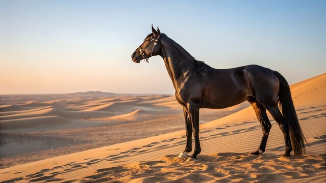 Marwari Horse Standing Proudly in Desert Landscape