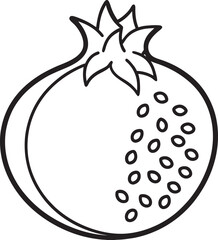 Whole and sliced fresh fruit whole and sliced Pomegranate thin line Icon - editable stroke