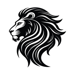 Lion Mane Silhouette with Swirling Illustration – Majestic Animal Art Vector
