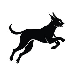 Caracal Jumping Silhouette Vector Icon – Agile Wild Cat in Mid-Air