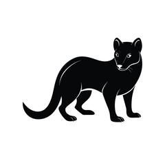 Fossa Hunting Pose Silhouette Vector Icon – Madagascar Carnivore Predator