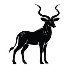 Kudu Long Horns Silhouette Vector Icon – African Antelope with Spiral Horns