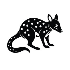 Quoll Hunting Silhouette Vector Icon – Australian Marsupial Predator Pose