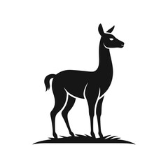 Vicuña Grazing Silhouette Vector Icon – Wild Andean Camelid Animal