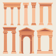 Fototapeta premium Collection of classical architectural columns and arches