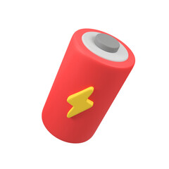 Battery Full Red isolated 3d render icon illustration