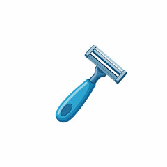 Blue disposable razor illustration for shaving, grooming and personal hygiene