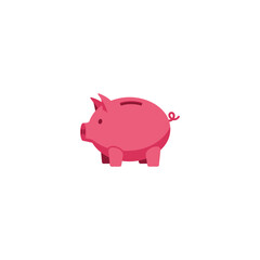 Classic pink piggy bank icon symbolizing financial savings and investment for future wealth and economic growth