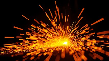 Abstract close-up of glowing orange sparks in a dark industrial setting, showcasing metalwork artistry.