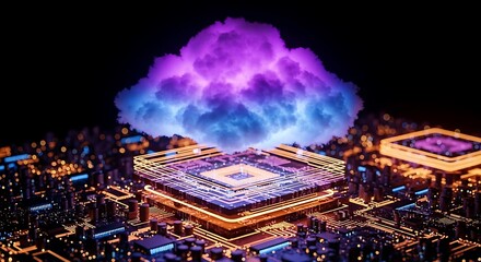 Obraz premium electronic circuit board with processor, close up of a circuit board