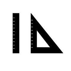 black triangle ruler silhouette icon on white background