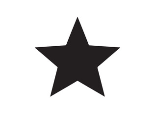 Black vector star icon with five points, perfect for rating systems, white background