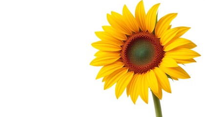 Fototapeta premium A single sunflower blossom, vibrant yellow petals, isolated on pure white background, botany, flower