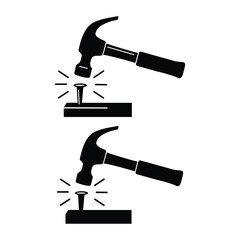 Repair Icon – Hammer and Nail DIY Vector Symbol