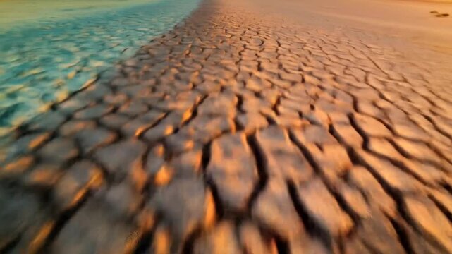 Dry cracked earth texture close up