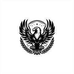 Obraz premium Majestic Eagle Emblem with Laurel Wreath and Stars 1.