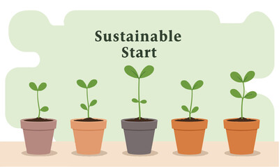 Obraz premium Flat illustration of plant growth stages, suitable for educational posters, eco articles, and botanical presentations