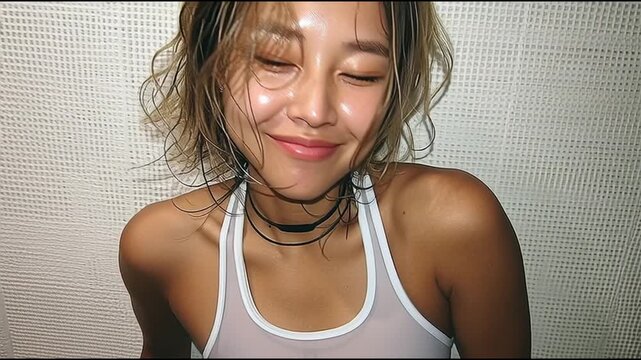 東アジアの女性美を切り取る｜横顔と脇ラインの優美な瞬間　アジアンビューティーの素肌美｜脇が映えるナチュラルポートレート